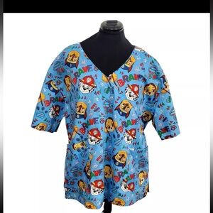 Nickelodeon Paw Patrol Womens Scrub Top Blue Size 3X  Pediatric Veterinary